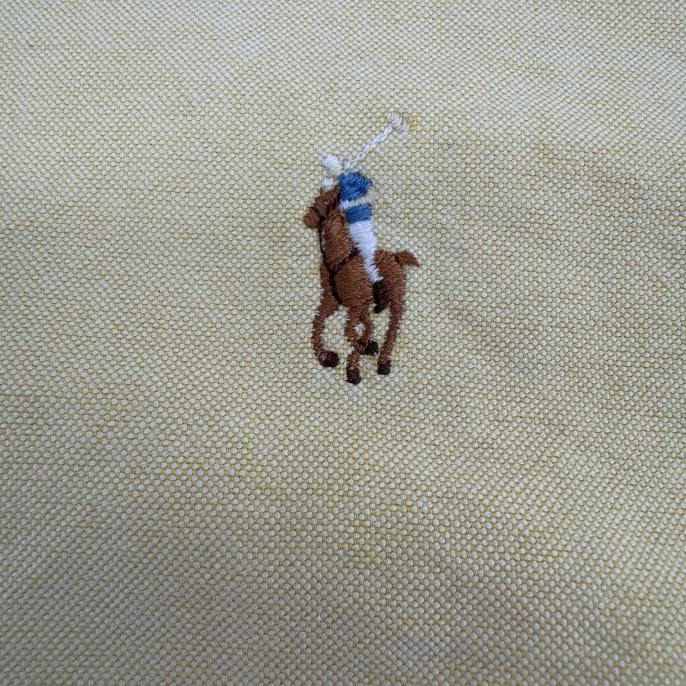 Ralph Lauren Yarmouth Oxford Button Down Shirt Mens 17 1/2 34 Yellow Polo Player - Picture 3 of 11